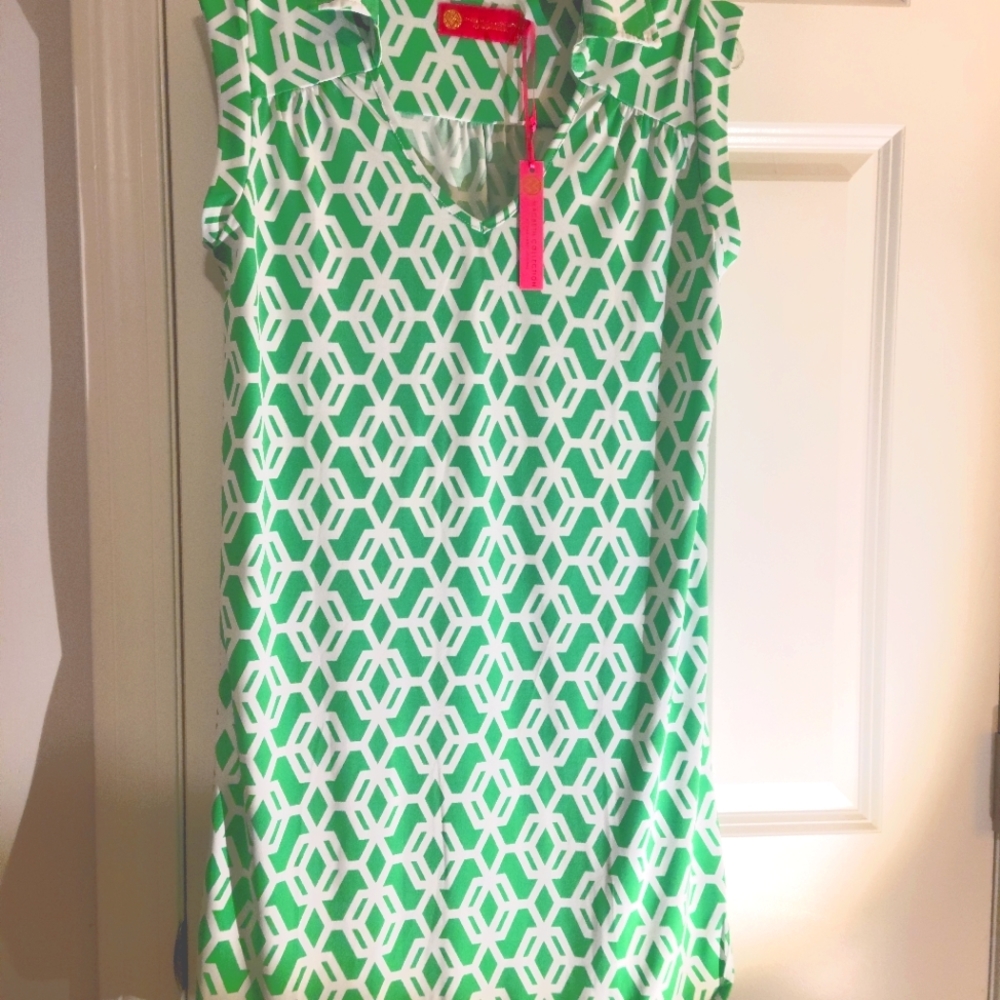 NWT Macbeth Collection short Sleeve V-neck Dress SZ M preppy A line summer